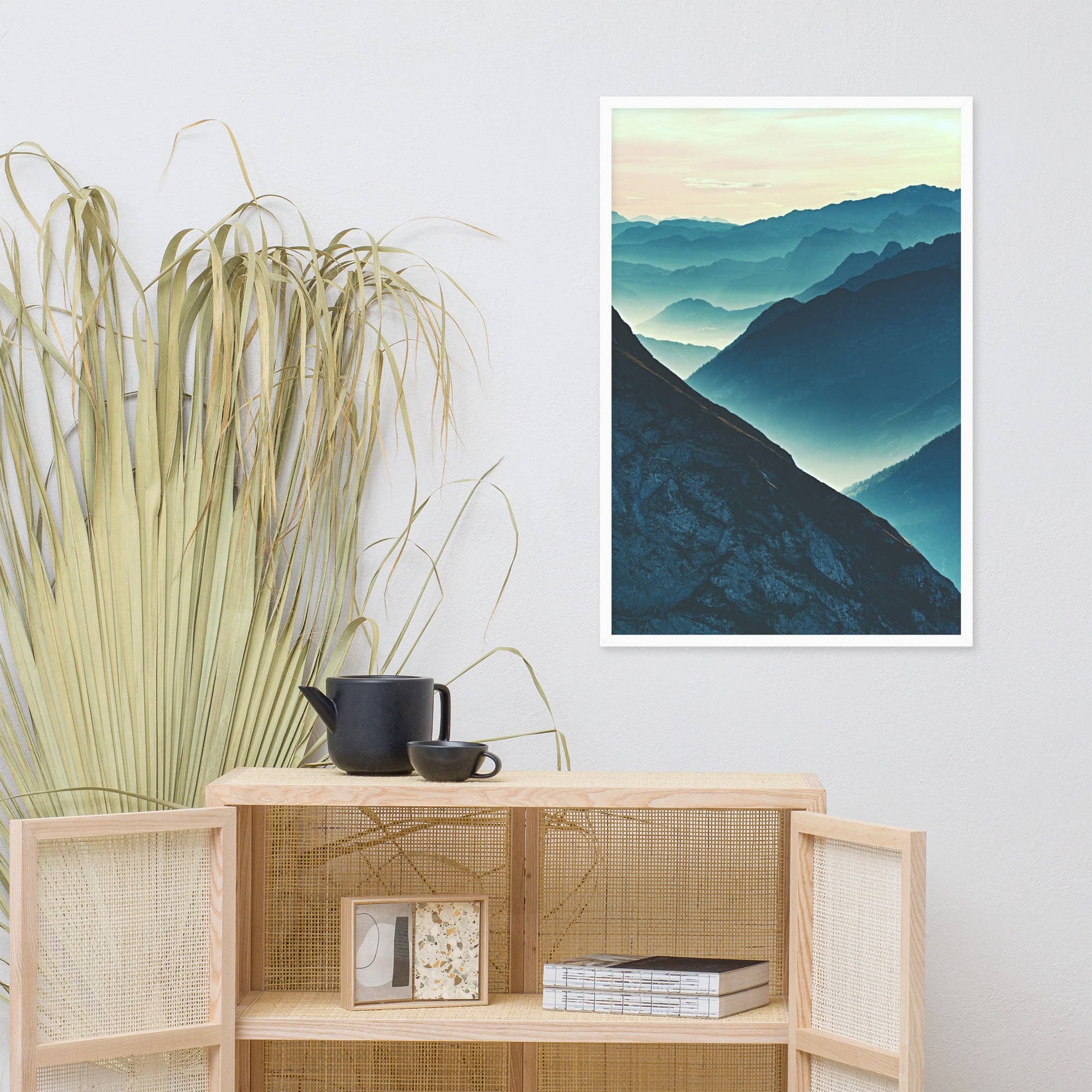 Pipa Wall Art & Home Decor – wholesale Art print – Misty Blue Silhouette Mountain Range Photo Framed Art10