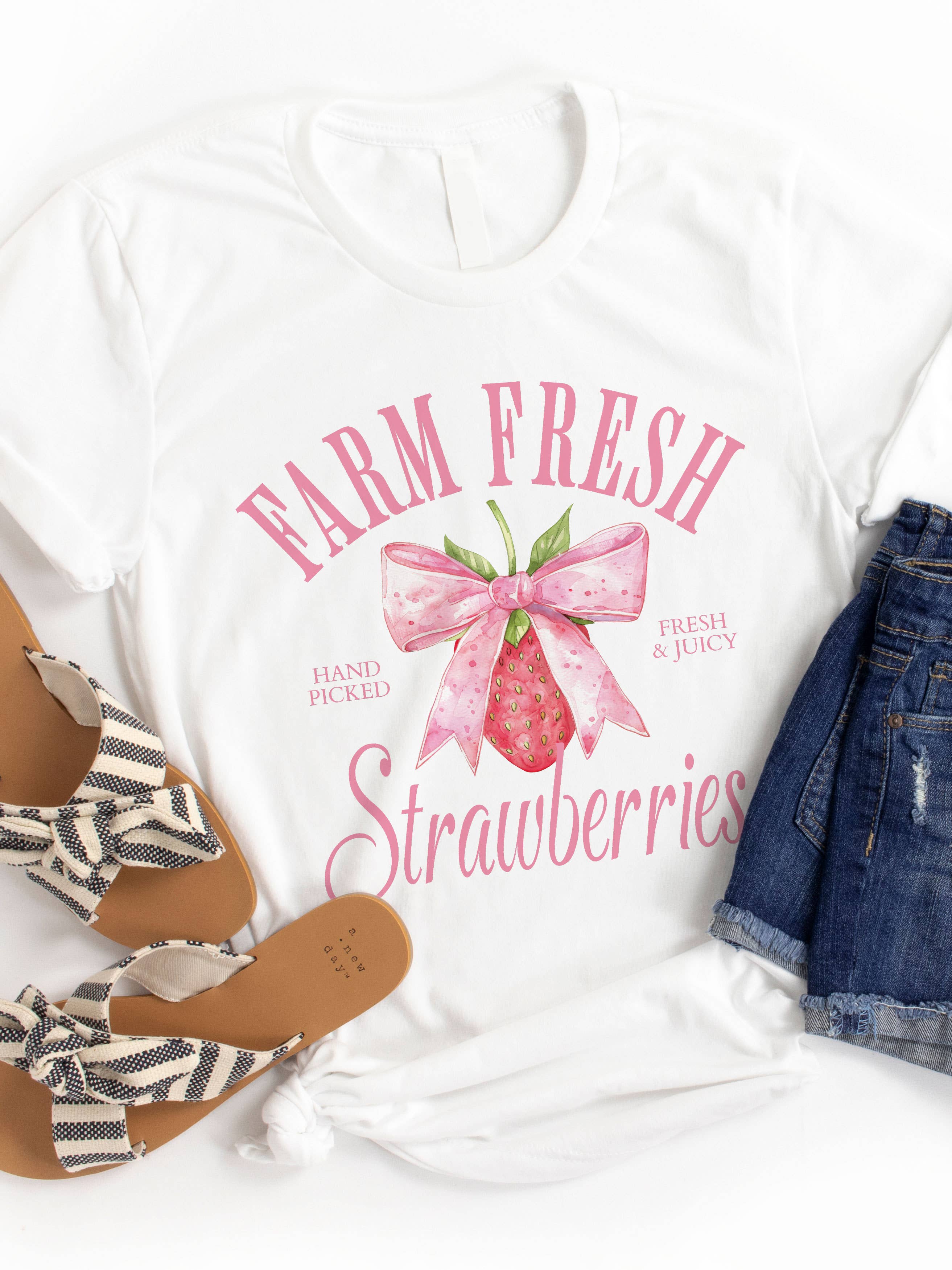 Tickled Teal - Wholesale T-Shirt (Graphic) - Women's - Farm Fresh Strawberries Graphic Tee2