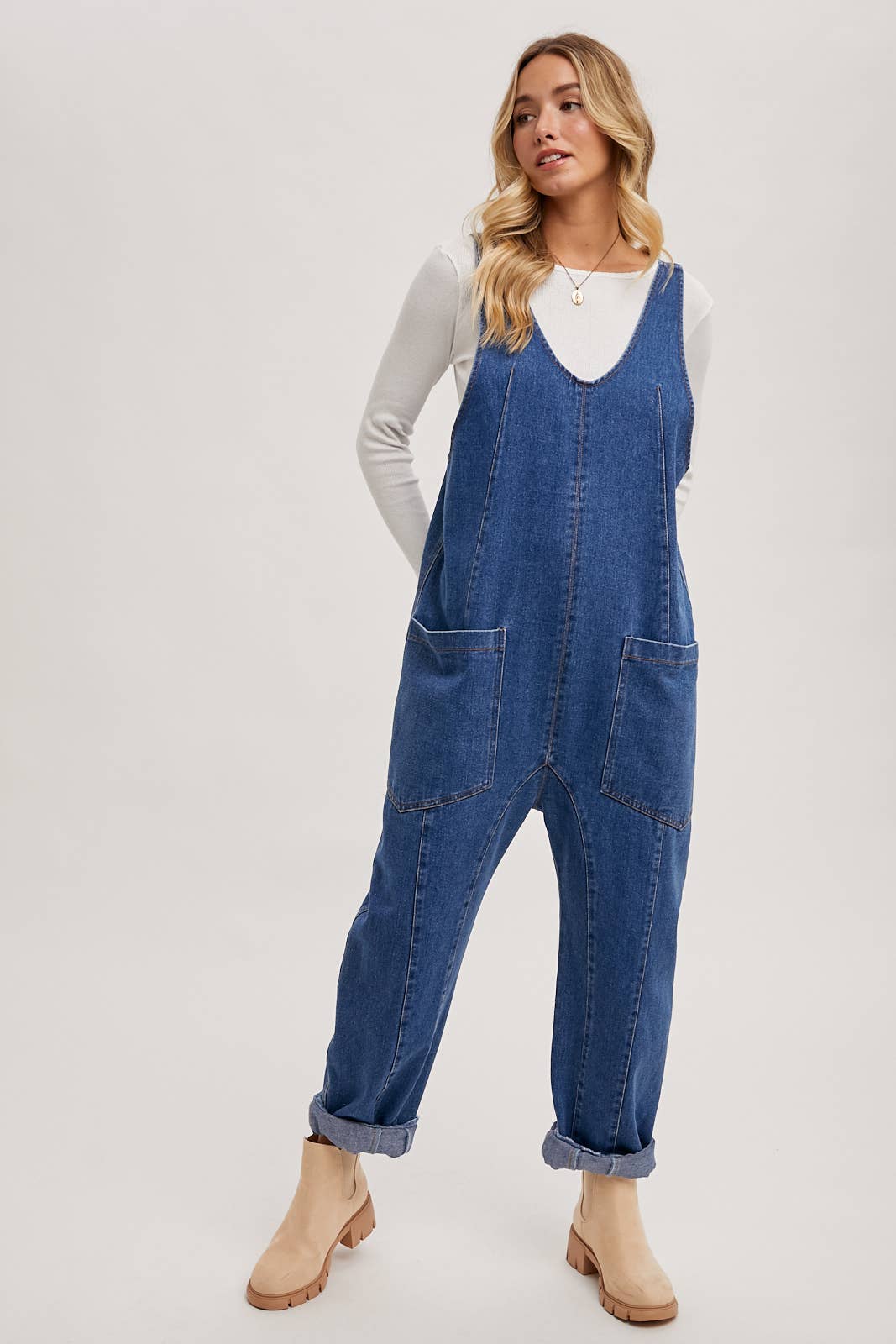 Bluivy - Wholesale Jumpsuit - Women's - DENIM JUMPSUIT IN A RELAXED FIT WITH HAREM LEGS6