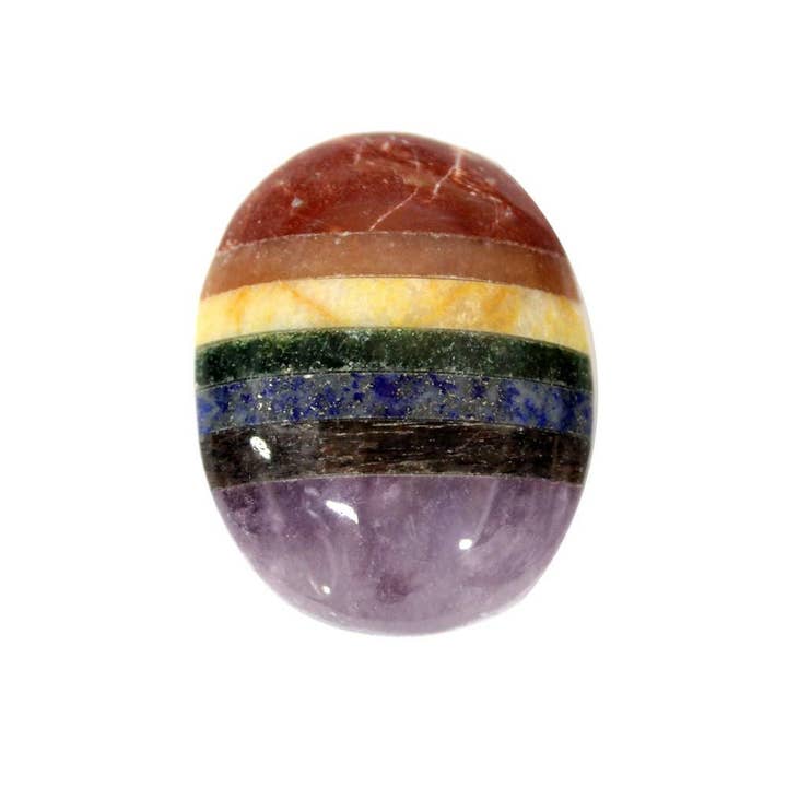 Rock Paradise - Wholesale Spiritual Stone/Crystal - Crystal Seven Chakra Worry Stone Slab - Thumb & Palm Stone