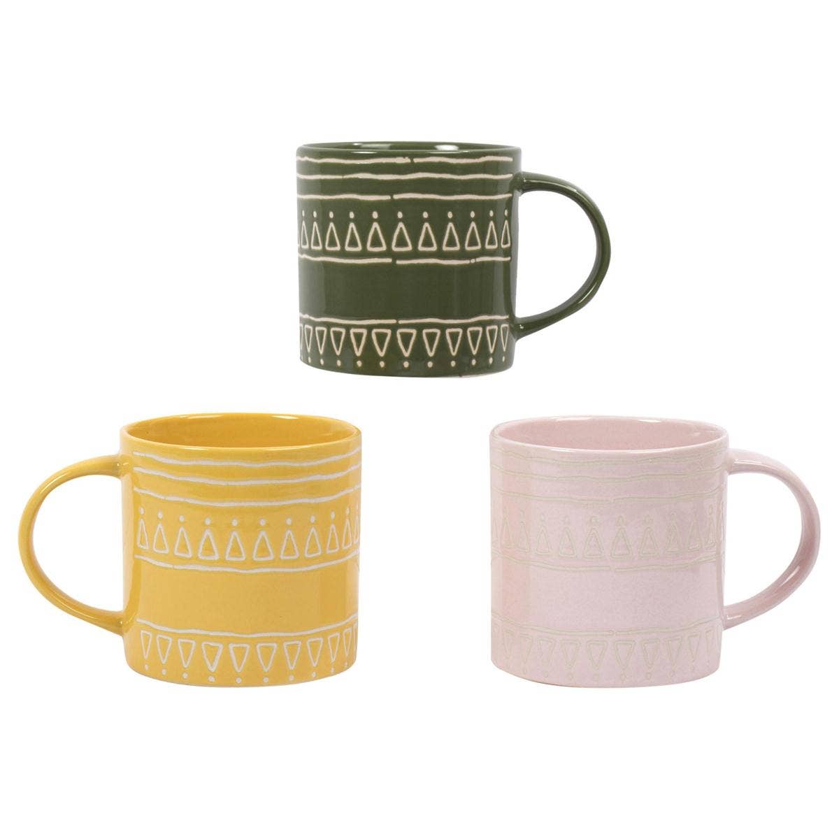Luciano Gourmet - Wholesale Coffee Mug - Luciano 11oz Embossed Can Mug,Stoneware, 3 colours1
