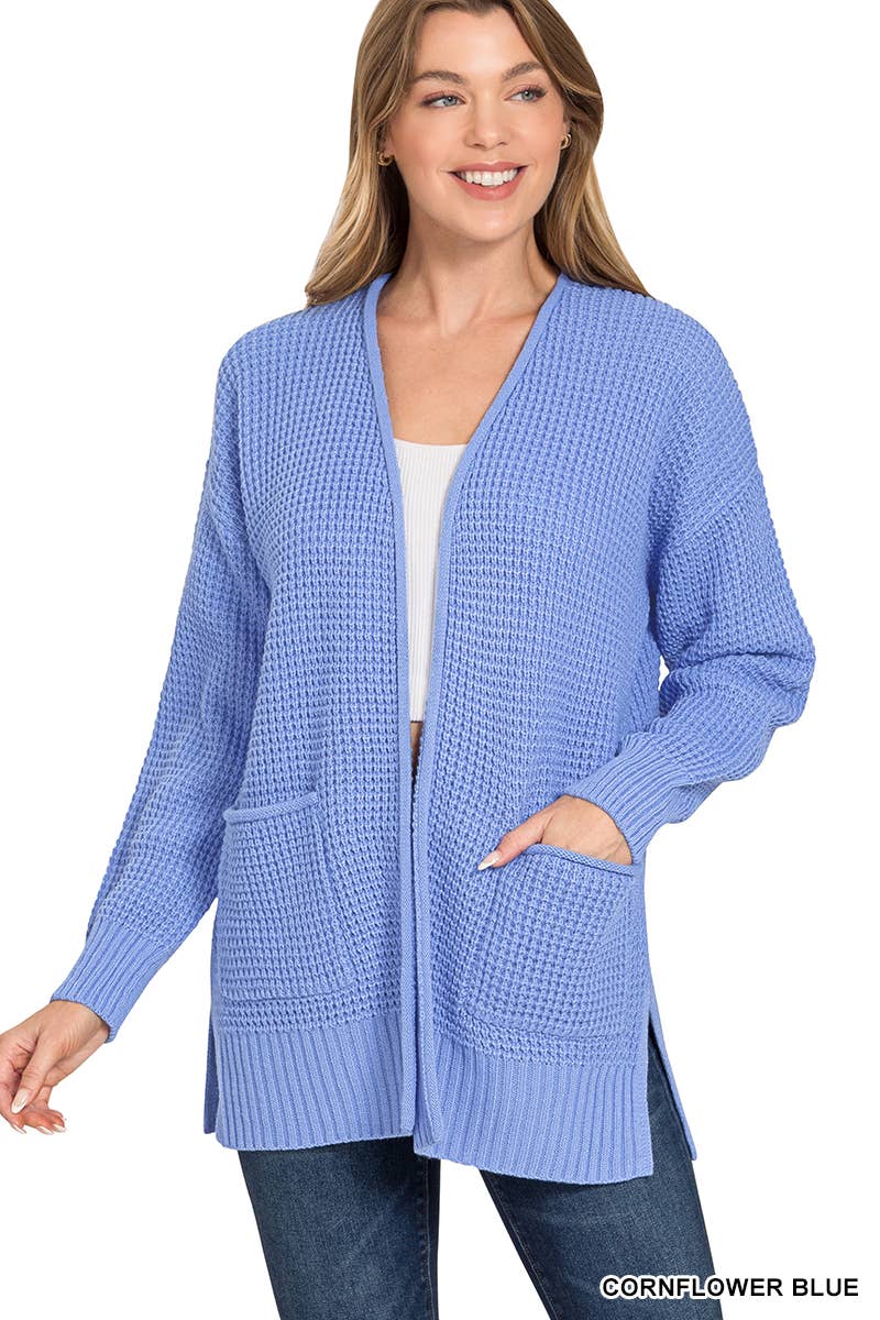 42POPS – Engroshandel Cardigan - Dame – ,,,..Lav Gauge Vaffel Åben Cardigan Sweater33