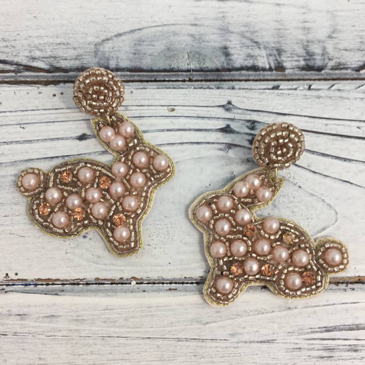 Pearl/stone Easter bunny earrings for wholesale by SongLily
