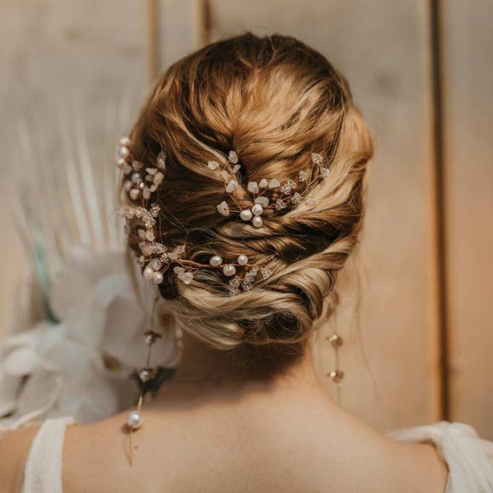 Tumbled Starpetal Hairvine in Rose Gold for wholesale by Alexandra Bespoke