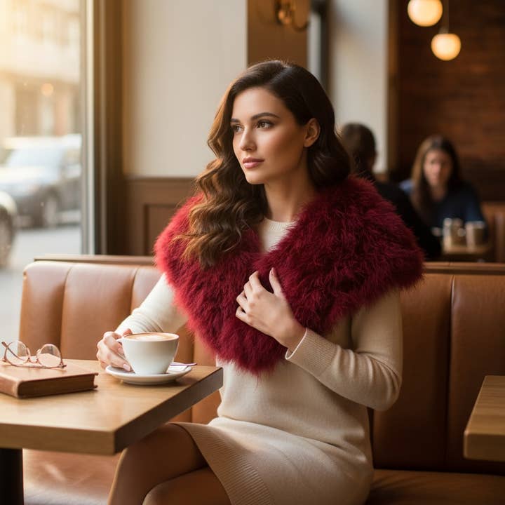 STOLA IN PIUMA DI MARABÙ DI ISPIRAZIONE VINTAGE - NASTRO COLOR VINO (SG1) per la vendita all'ingrosso da parte di Athena Bridal Jewellery