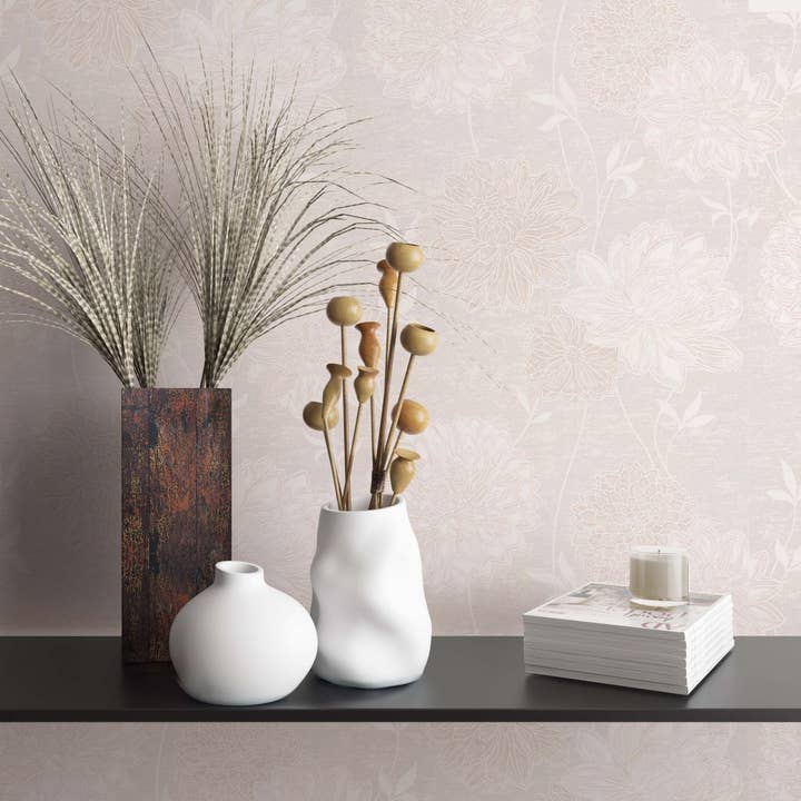 carta da parati floreale beige crema per camera da letto soggiorno per la vendita all'ingrosso da parte di Marburg