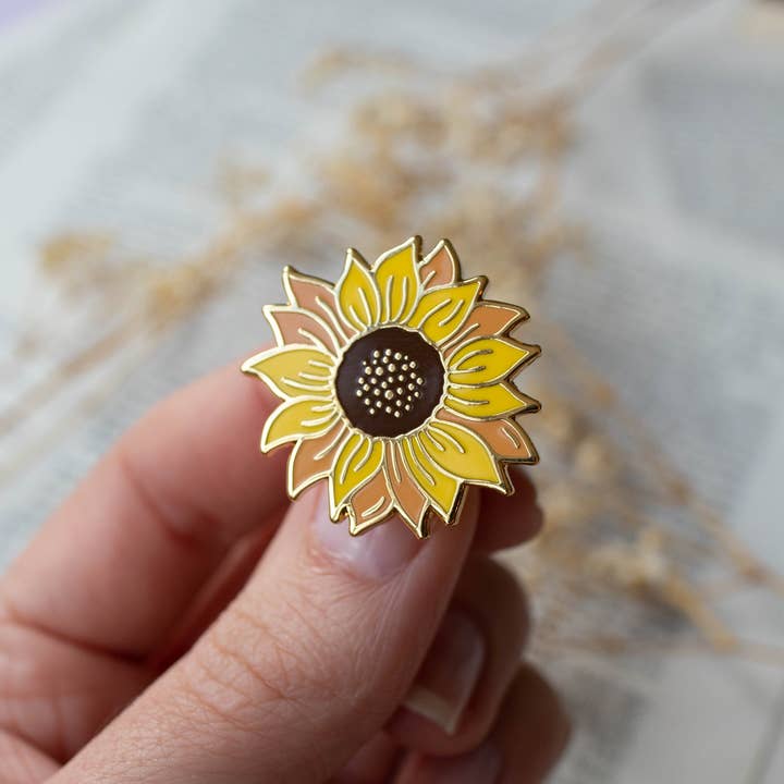 Basically Britt - Wholesale Lapel Pin/Button - Sunflower Enamel Pin Yellow3