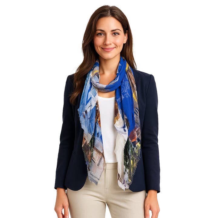 The Santorini Village Scarf for wholesale by Blue Pacific