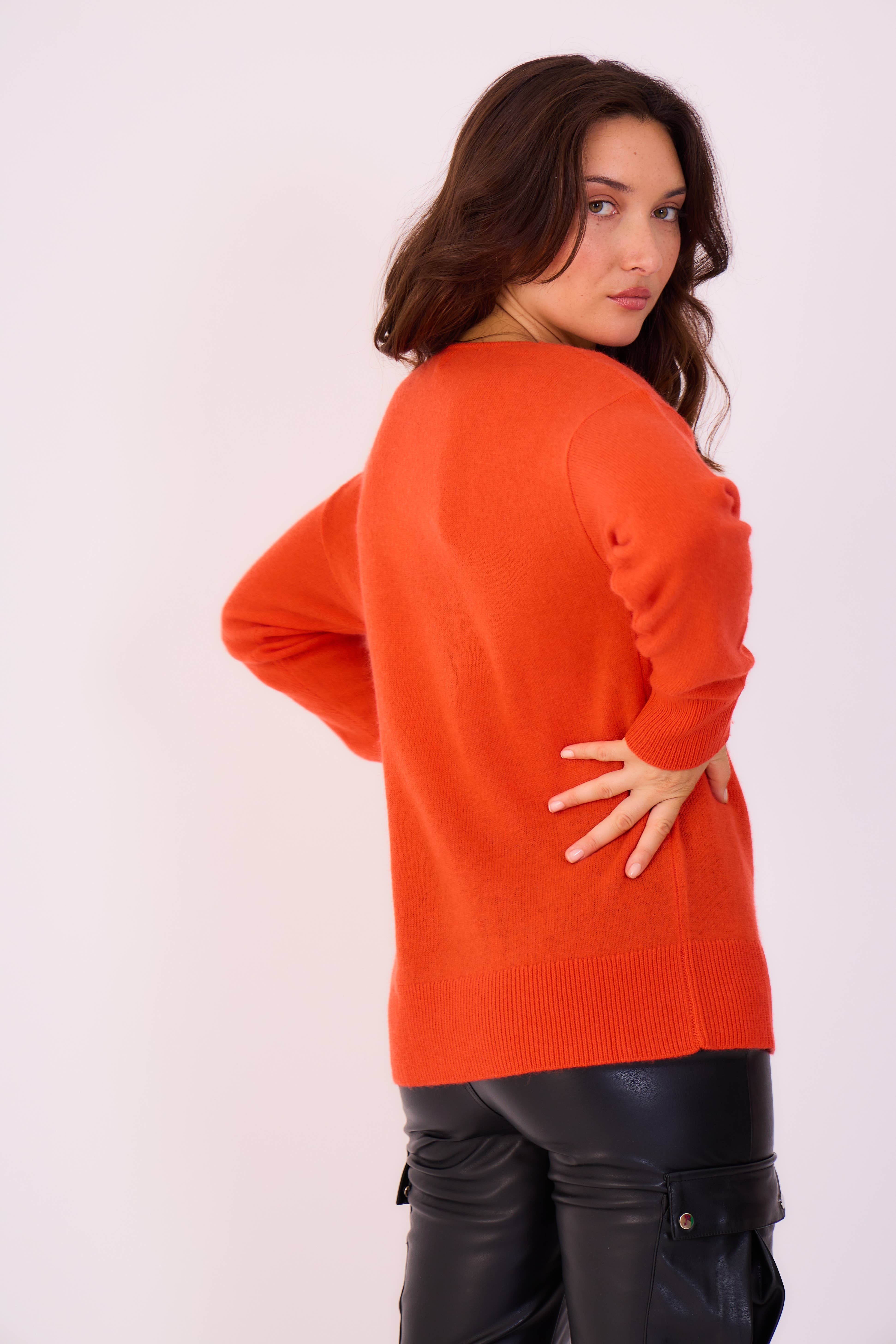 Orice - Wholesale Tuniektrui - Dames - V-hals trui van kasjmier breisel herfst - Orice3