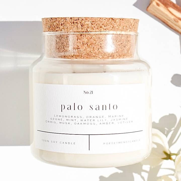 Forget Me Not Candle - Wholesale Jar/Filled Candle - Palo Santo 22 oz Glass Candle– Sold as a Case Of 3