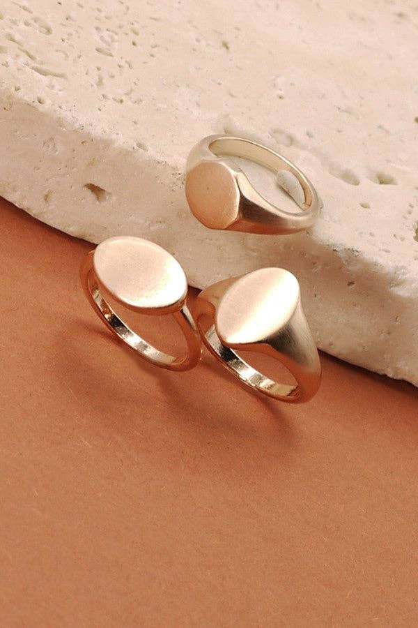 GOLD TRIO FLAT PLAIN EMBLEM RINGS | 52R1082701 for wholesale on Faire1
