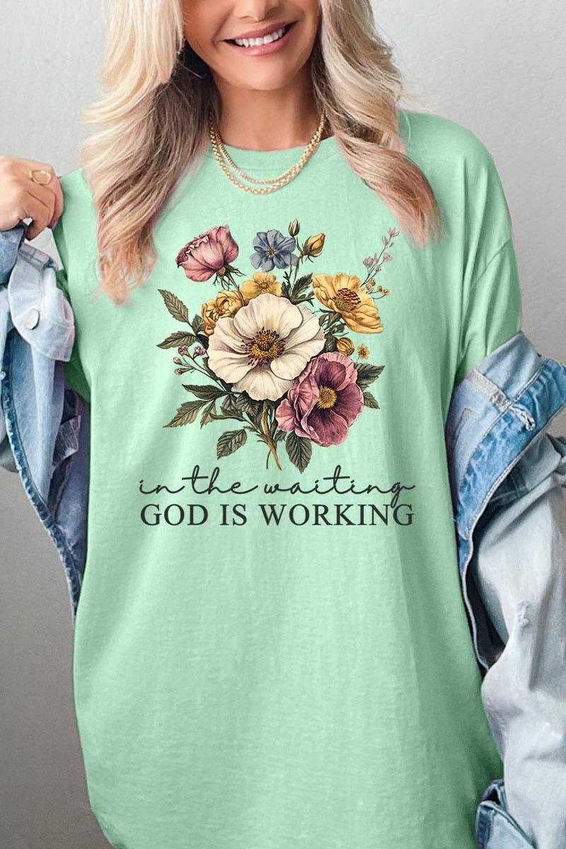 COLORBEAR - Wholesale T-Shirt (Graphic) - Unisex - God is Working Vintage Floral Heavy Cotton Tee4