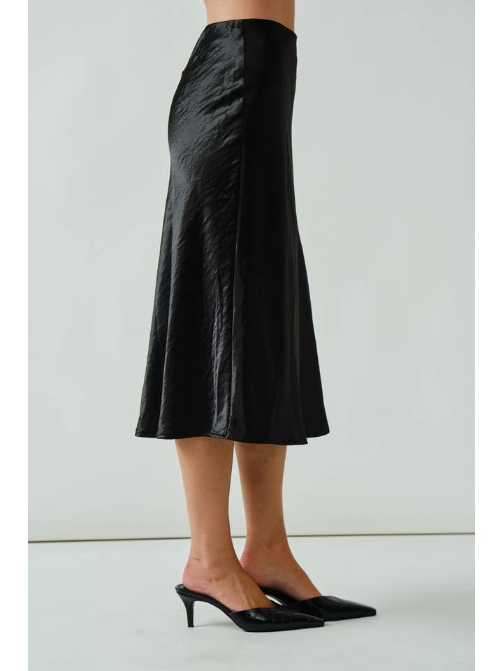 Aaron & Amber - Wholesale Skirt - Women's - AJS5484 HOLIDAY A LINE SATIN MIDI SKIRT 8