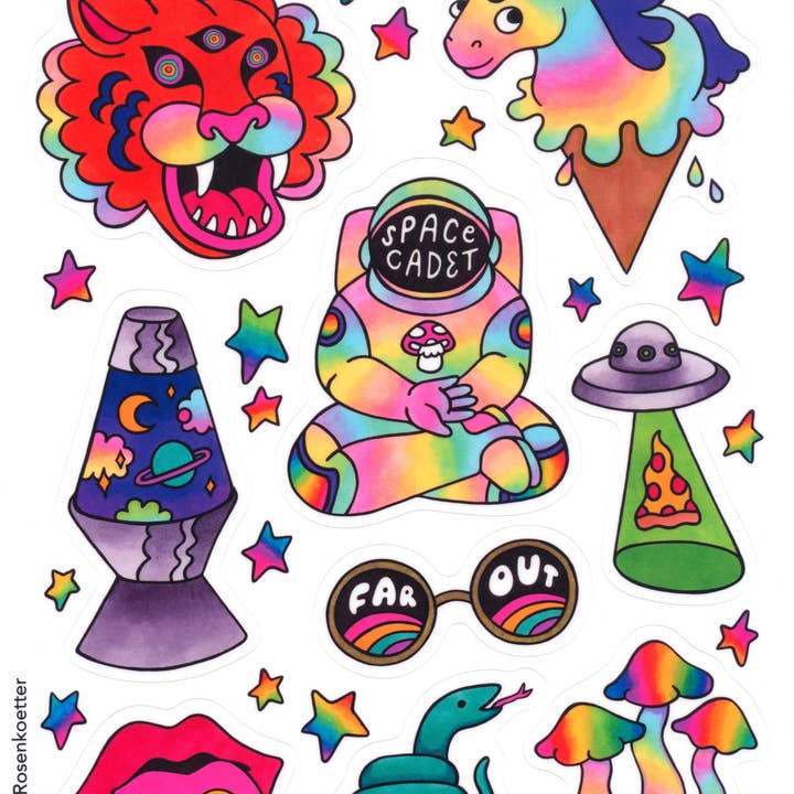 Far Out Jumbo Vinyl Sticker Sheet for wholesale by Paint My World Rainbow