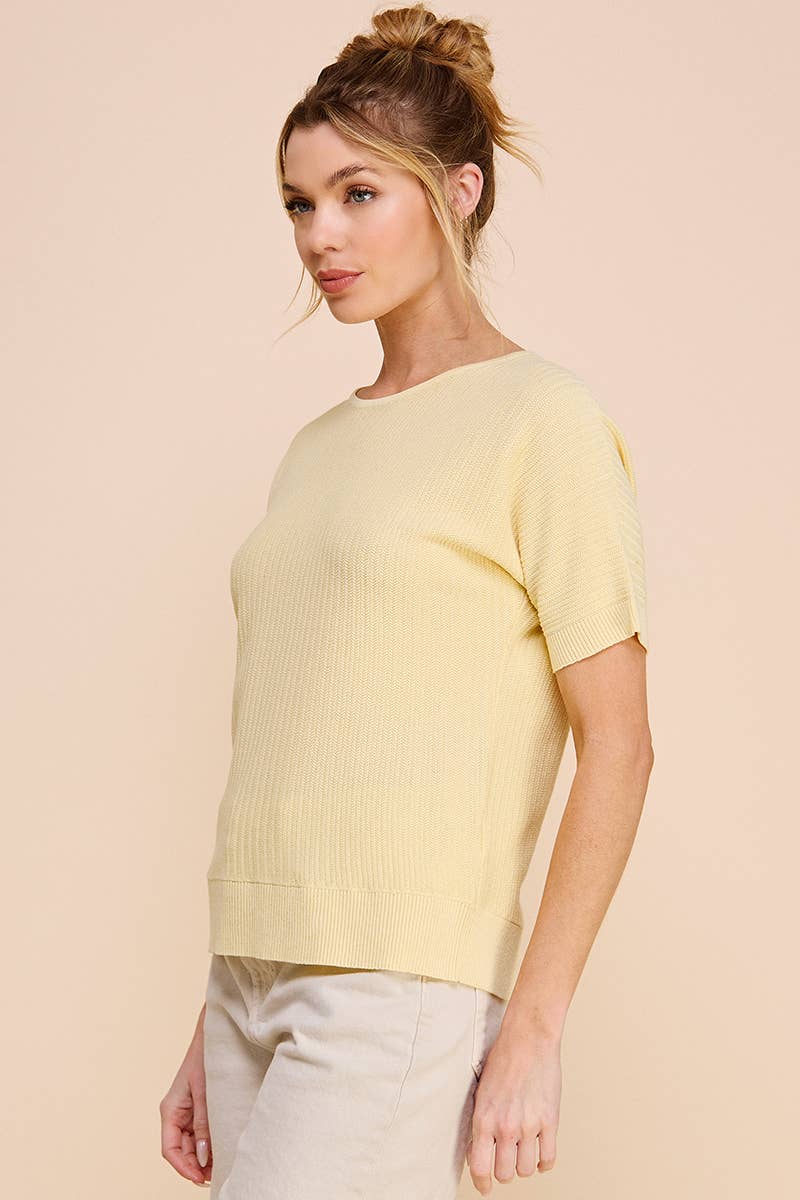 Allie Rose - Vente Haut en maille – femme - Haut en tricot doux à texture mini-chevron1