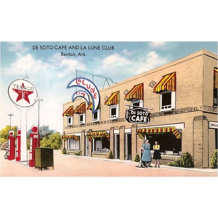 Found Image Press – wholesale Postcard – Postcard RS-29 De Soto Cafe and Gas Station