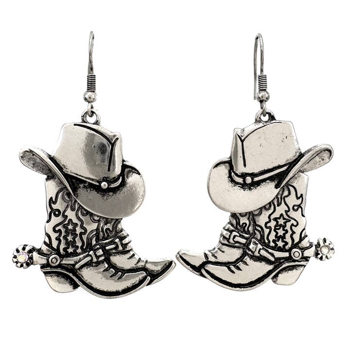 Cowboy Hat and Boots with the Spurs Earrings for wholesale by Lunar Deer