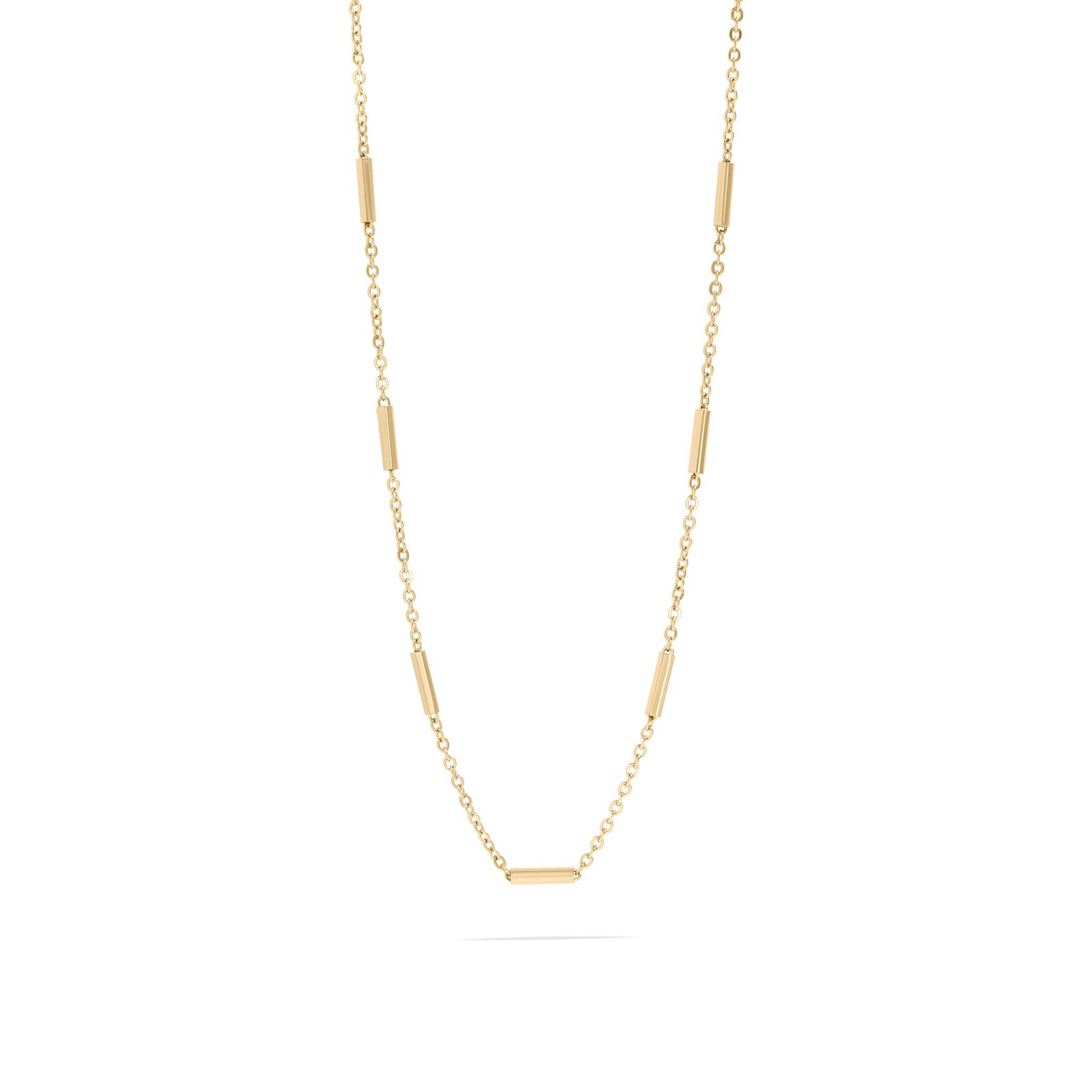WJW - Wholesale Link & Chain Necklace - 18K Gold PVD Stainless Steel Satellite Bar Chain Necklace2