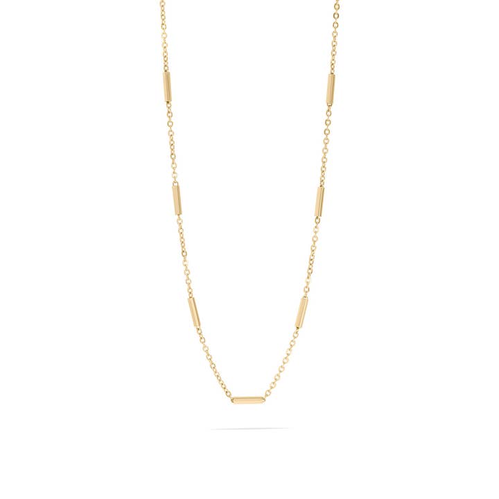 WJW - Wholesale Link & chain necklace - 18K Gold PVD Stainless Steel Satellite Bar Chain Necklace2