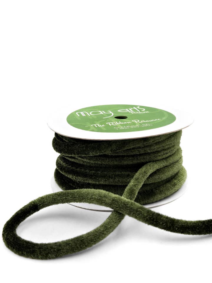 1/4" Forest Green Velvet Piping for wholesale by May Arts Ribbon