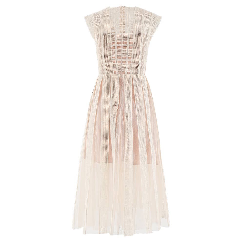 Couleur comme sur les photos Robe sans manches à col en V avec broderie florale à la main DR586Y en vente sur Faire2