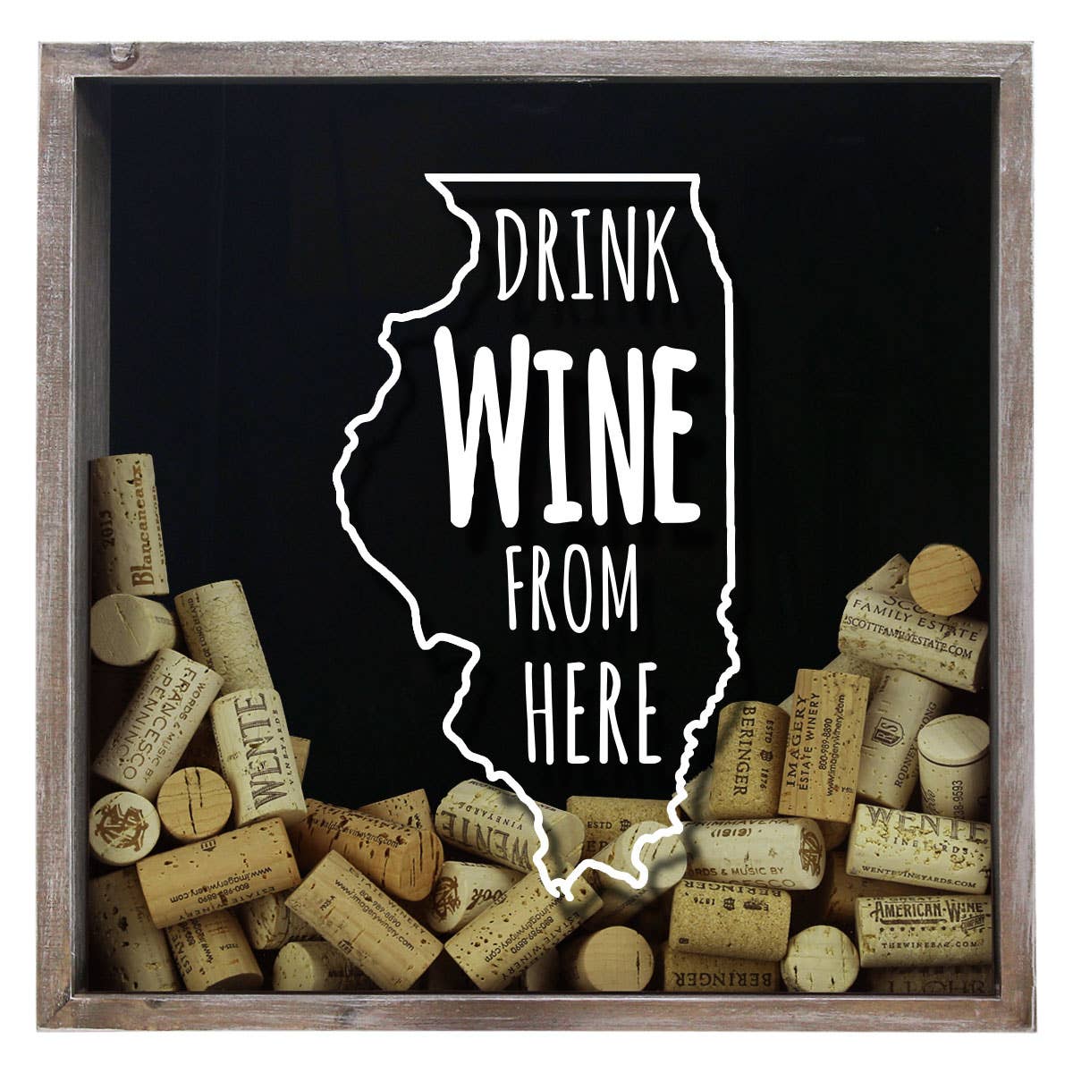 Torched Products - Wholesale Sign - Drink Wine From Here Beer Cap Shadow Box - Farmhouse Antique11