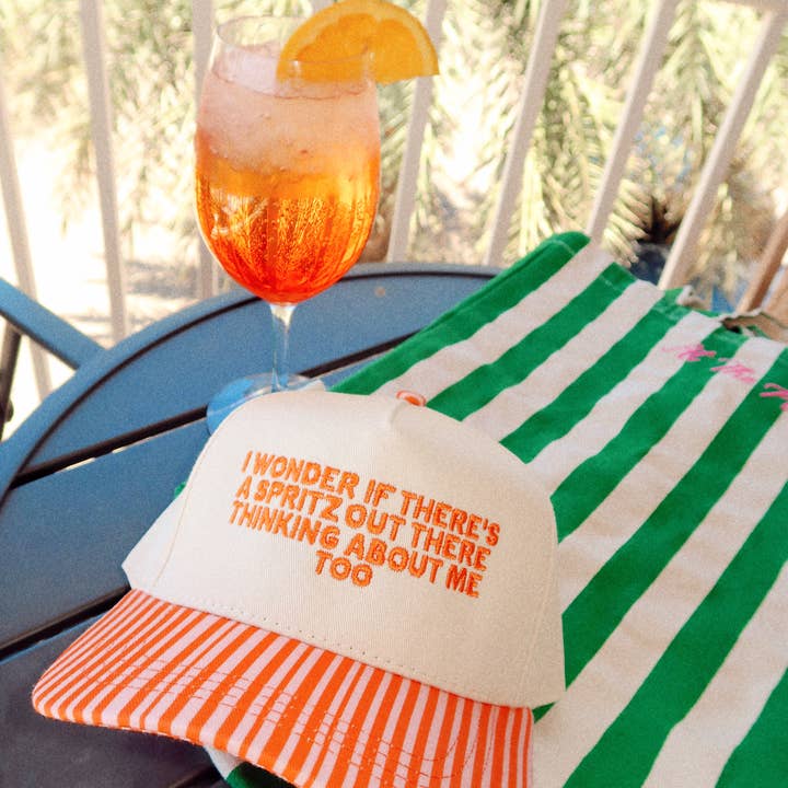 Ruby Moon - Wholesale Trucker Hat - Women's - Spritz Hat Orange Striped Bill Embroidered Hat1