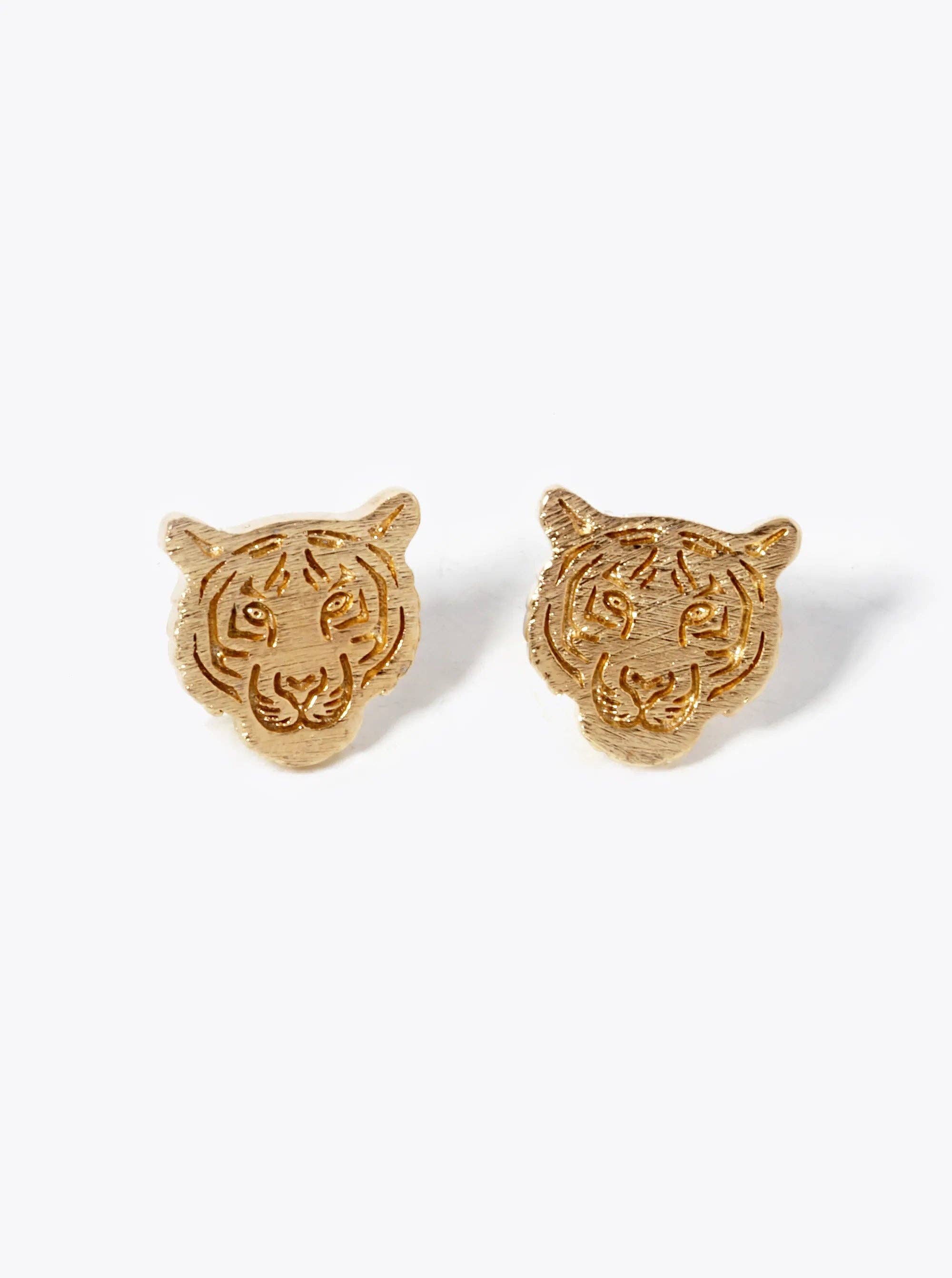 Wild Honey - Wholesale Stud/Post Earrings - 18K Gold Dipped Tiger Stud Earrings1