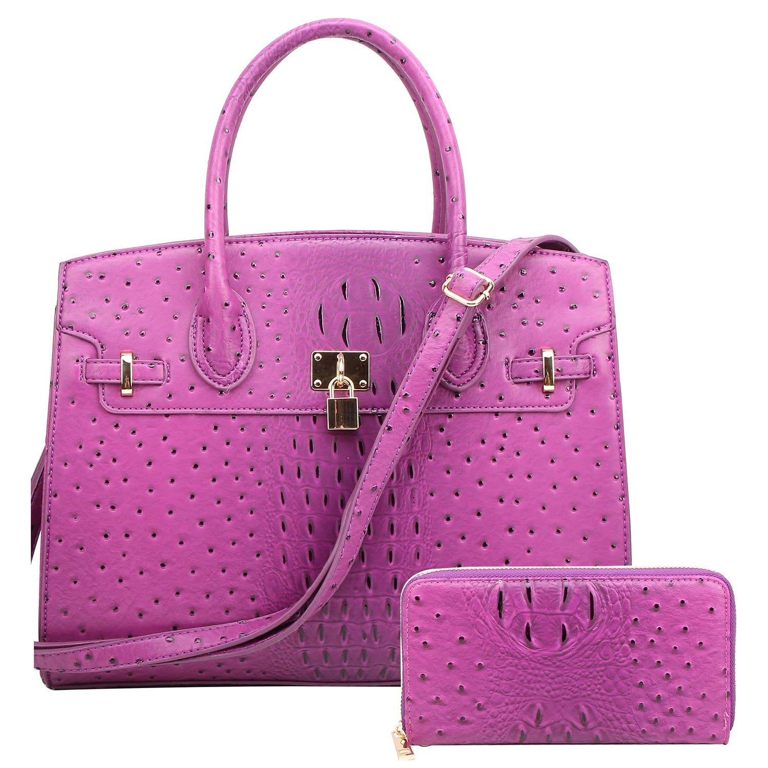 M&M HANDBAGS, LLC. - Wholesale Laptop Bag - Unisex - OS1096 Ostrich Croc Padlock 2-in-1 Satchel7