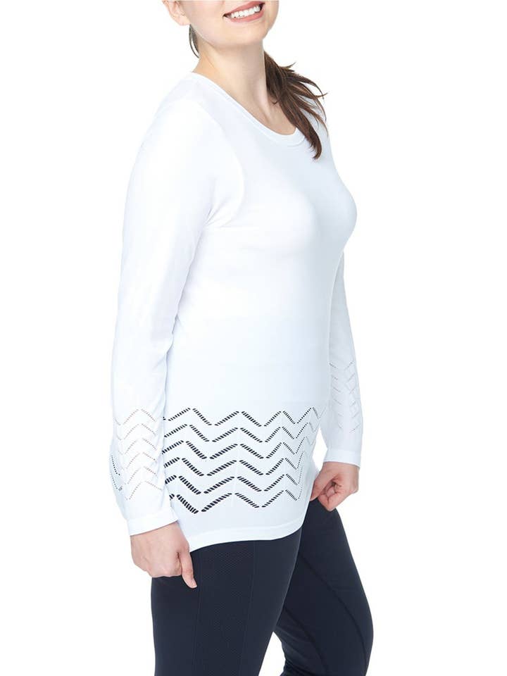 Pointelle Long Sleeve Tops- Plus Size for wholesale by Under Control