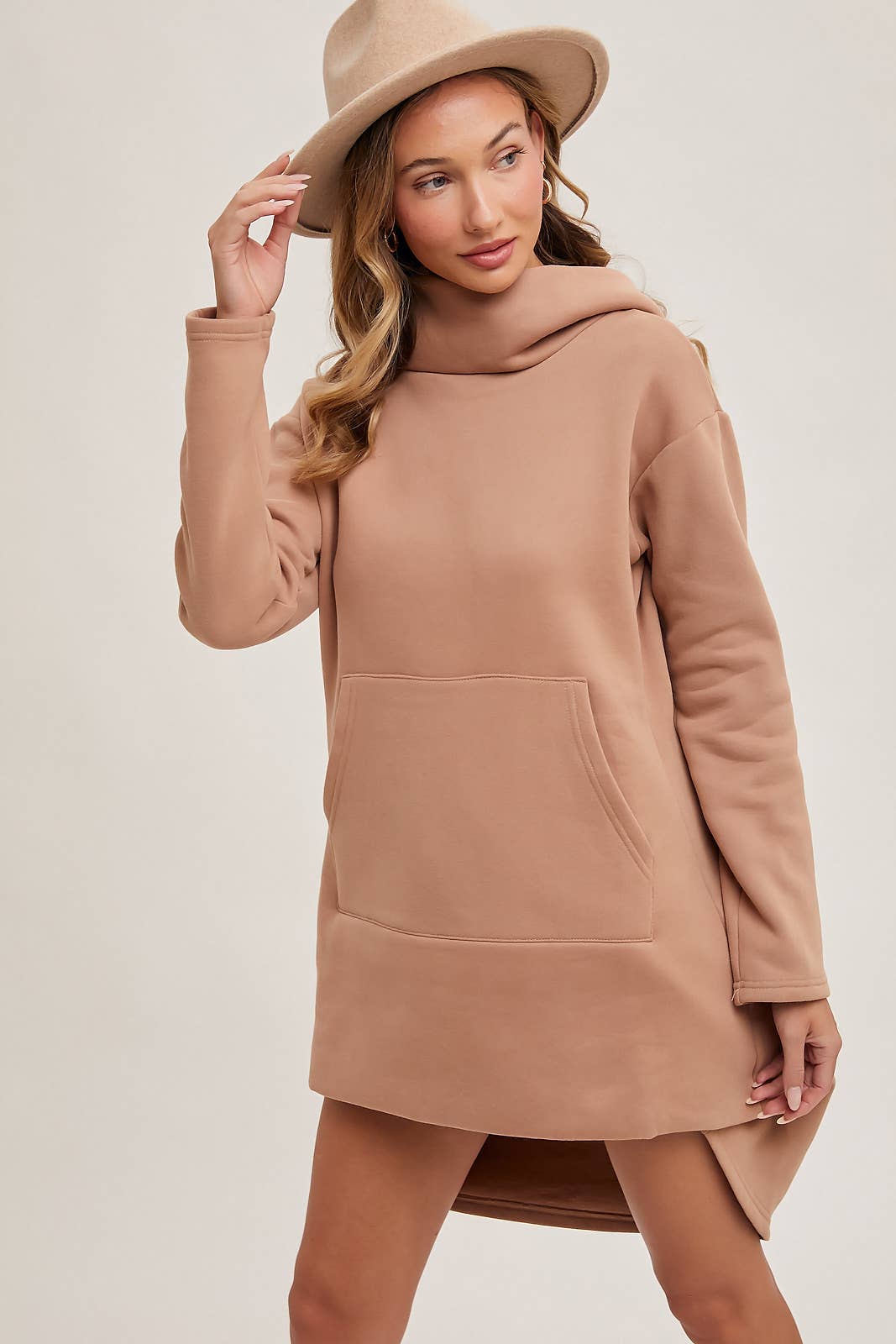 Bluivy - Venta al por mayor Sudadera con capucha - Mujer - Sudadera túnica con capucha y cuello alto con bolsillo delantero2