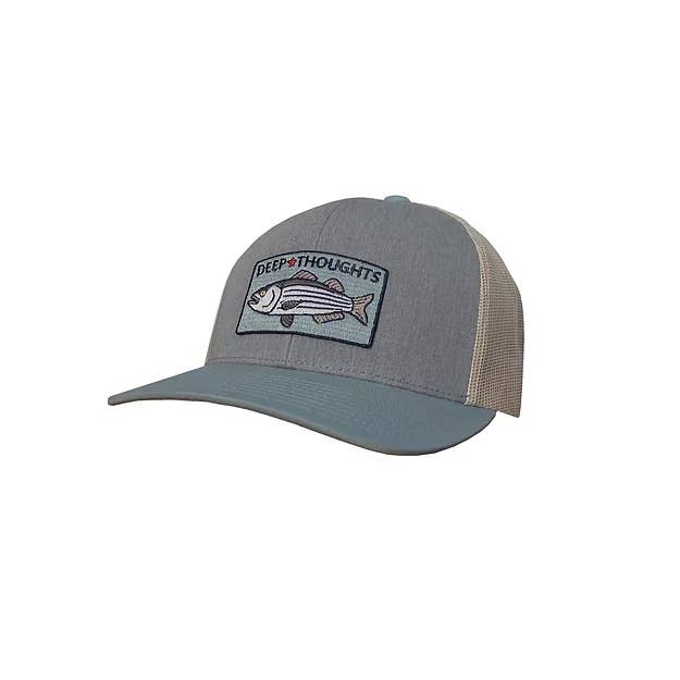 Chapeau Striper Patch - Gris/Bleu fumée/Beige pour la vente par Deep Thoughts Designs