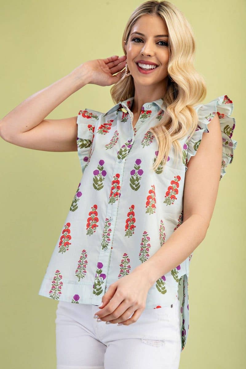 Vanilla Monkey - Wholesale Blouse - Women's - Floral Button Up Top6