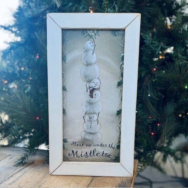 JanMichaels Art & Home - Wholesale Christmas Wall Art - MG106 Meet Me Under The Mistletoe Snowman
