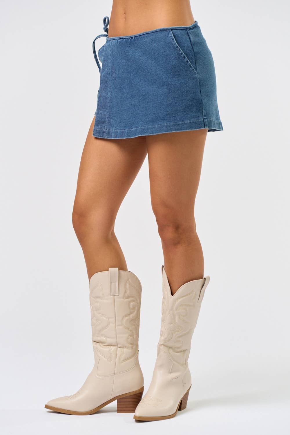 Denim Wrap Skirt with Built-In Shorts for wholesale on Faire2