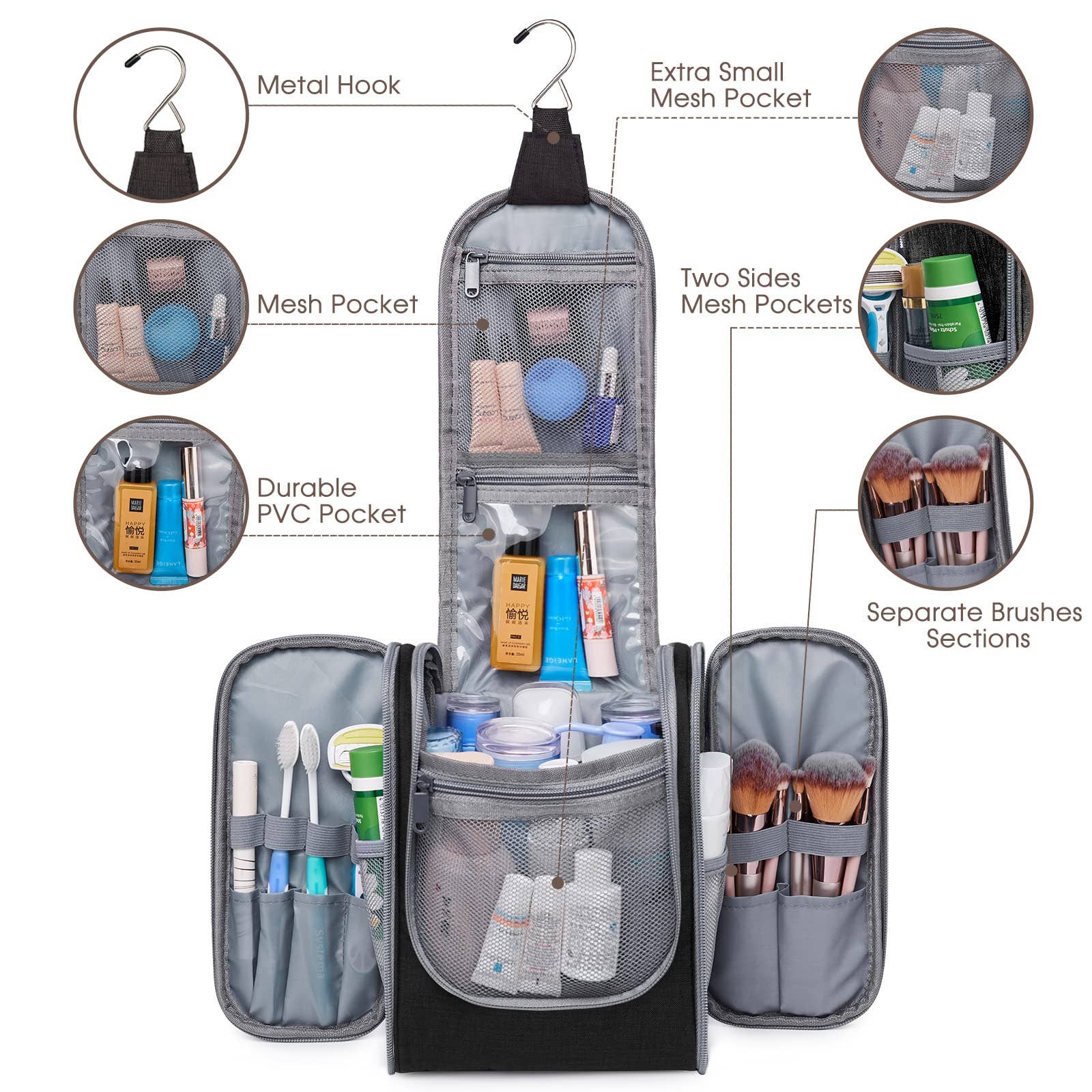 NARWEY INC - Wholesale Toiletry Bag - Women's - Large Hanging Toiletry Bag With Hook Cosmetics Organizer19