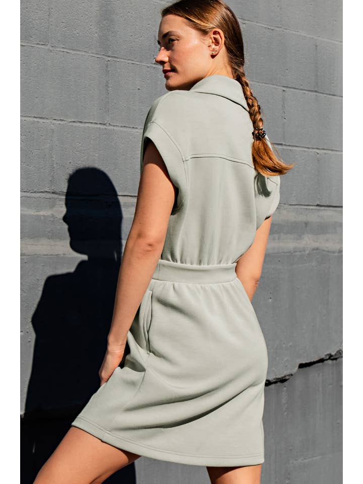 Rae Mode - Wholesale Dress - Women's - MODAL SCUBA LUXE HALF ZIP MINI DRESS