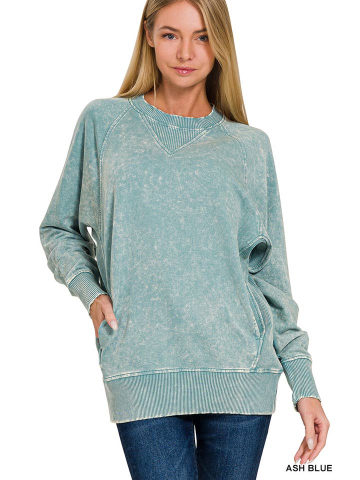 Vanilla Monkey - Wholesale Sweatshirt - Women's - Acid Washed French Terry Pullover With Pockets7