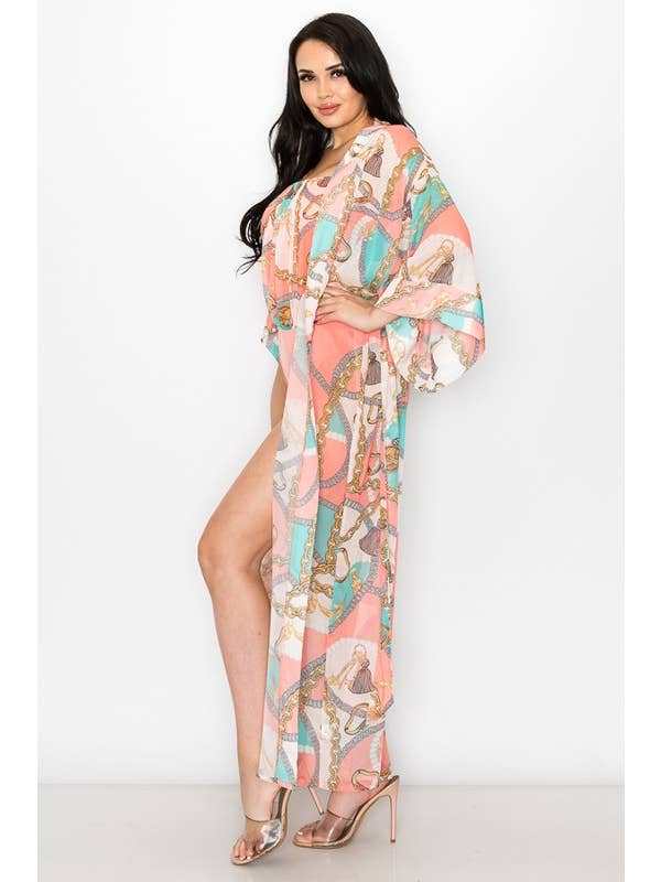 Miss Avenue - Vente Ensemble haut et pantalon (PAS d'intérieur) - Femme - Cardigan long à camisole en mousseline florale SM5380_2