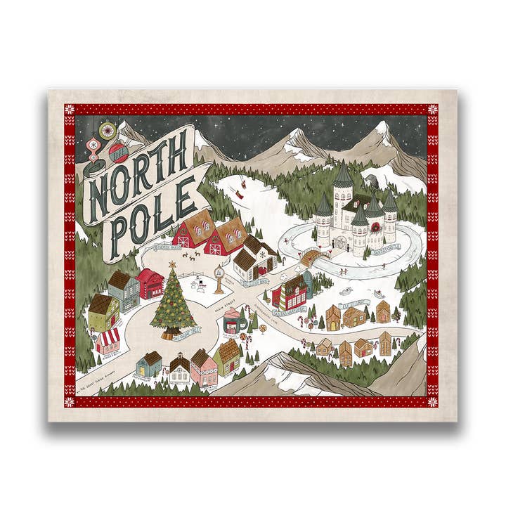 Storymakers Trading Co. – wholesale Väggdekorationer med jultema – Nordpolen Fantasy Karta - Handritad fantasikarta över Nordpolen - 11x14 eller 16x20 tryck