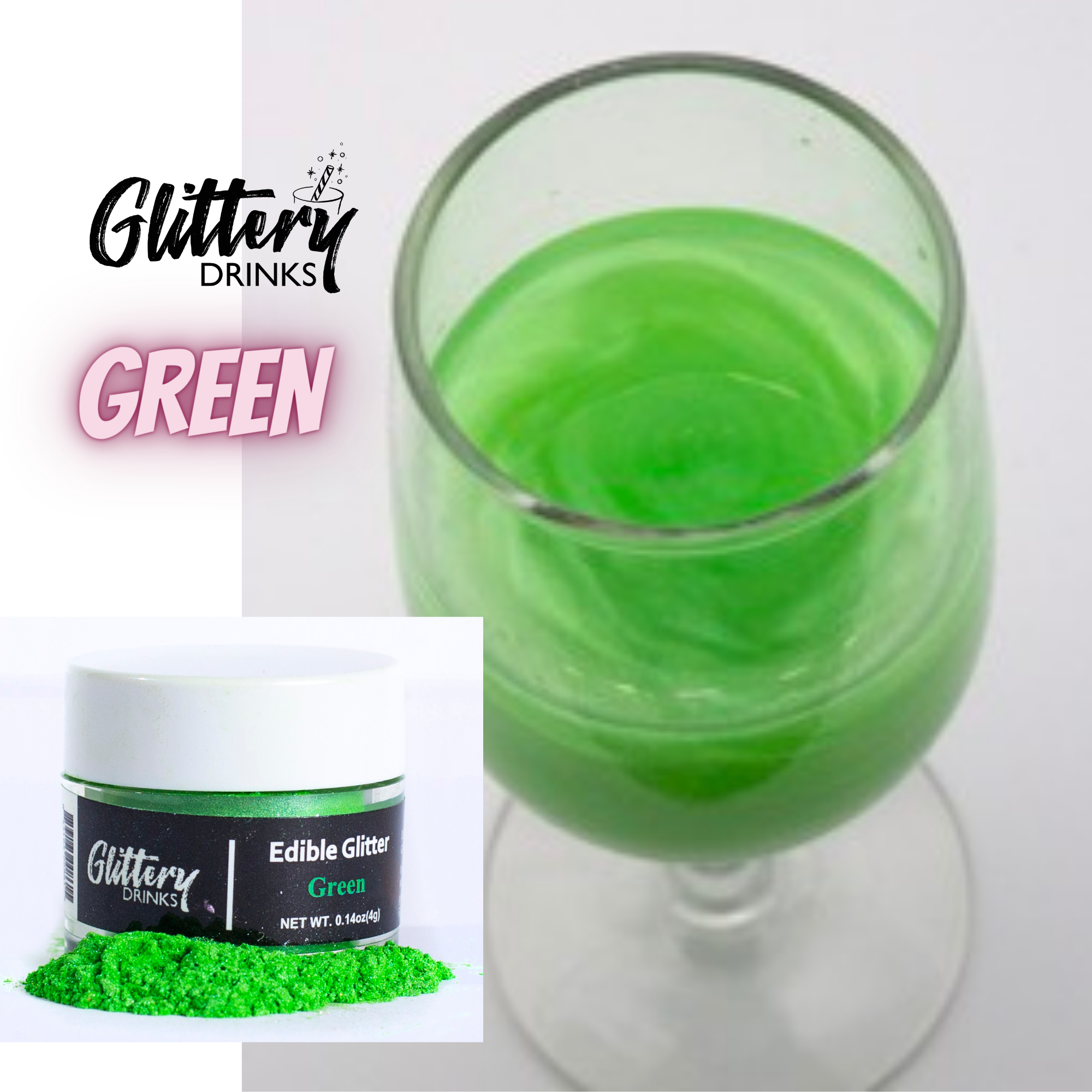 Glittery - Edible, Cosmetic and Biodegradable Glitter Products – drink topper por atacado – Pó Brilhante Comestível para Bebidas - Glitter em Cores Variadas7