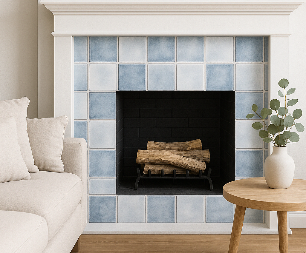 Mi Alma LLC - Vente Carrelages muraux - Modèle de crédence vintage Delft Combine Blue Tiles autocollants en vinyle à peler et coller bleu clair - D12