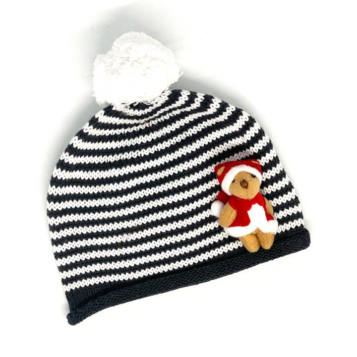 Christmas Dark Grey Striped Bear Hat för wholesale av Loralin Design