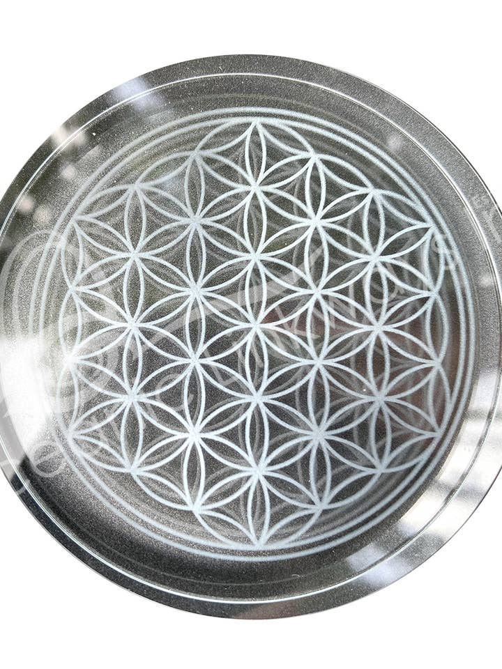 (PK 2)UNTERSETZER - GLASKLAR MIT BLUME DES LEBENS (PK 2) 3" für den Großhandel von Oceanic Linkways Inc