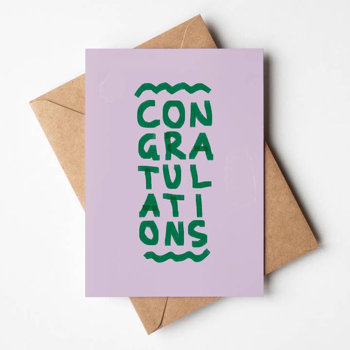 Congratulations Card - Purple/Green for wholesale by Createdbyharry