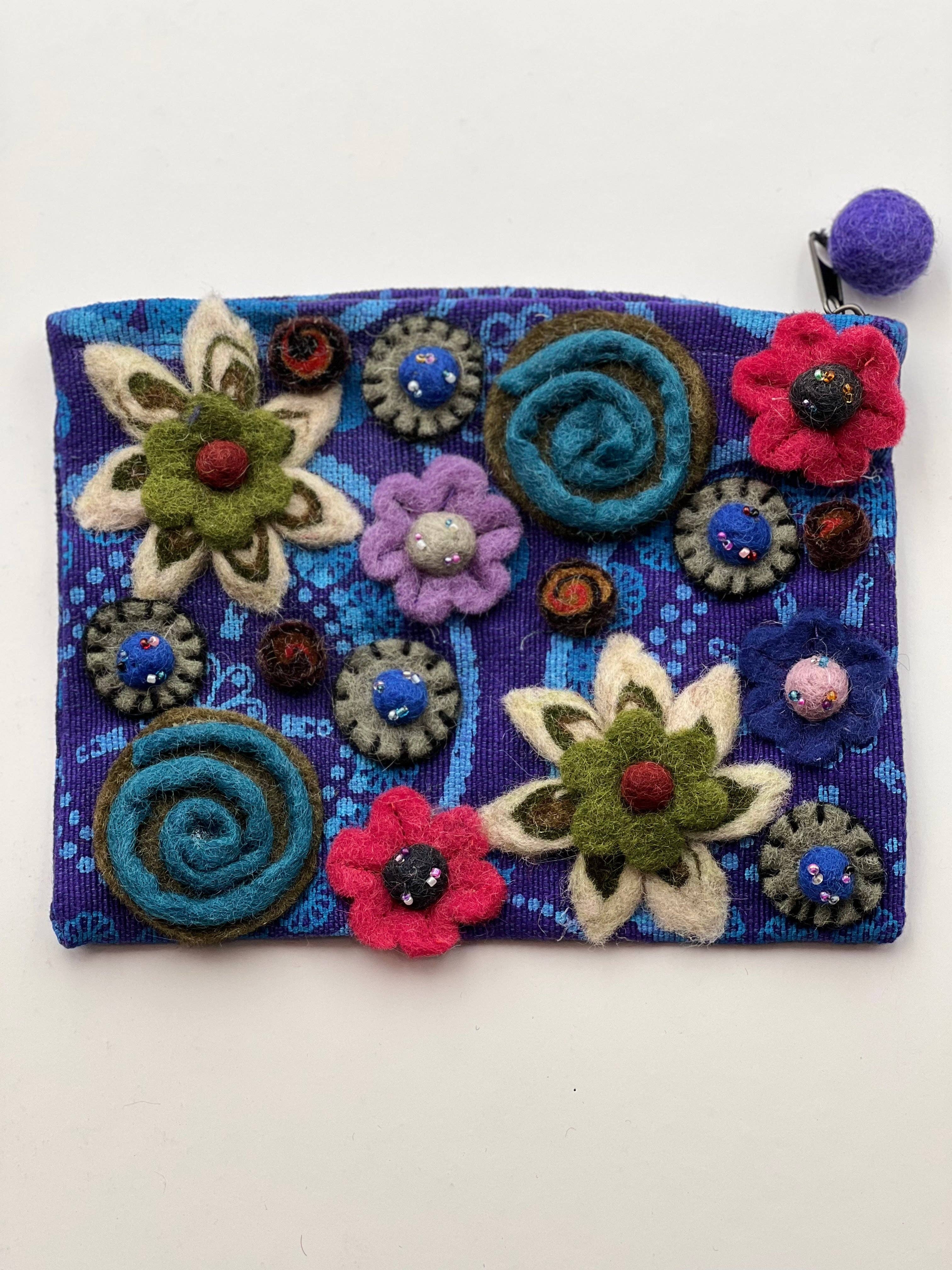 NURBU INC. - Venta al por mayor Monedero - Mujer - Bolso grande de algodón con fieltro (CPB04) Set de 74