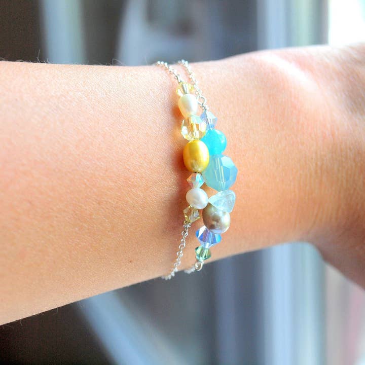 gelbes dünnes Armband, stapelbare Silberarmbänder, swarovski für den Großhandel von Siebijoux