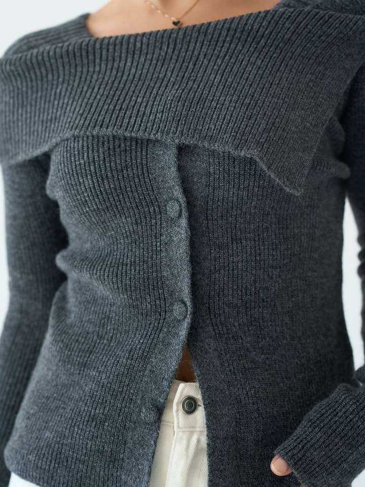 Design company-Fatma Balkir - Wholesale Knit Sweater - Women's - Asymmetric Neckline Women’s Knit Sweater10