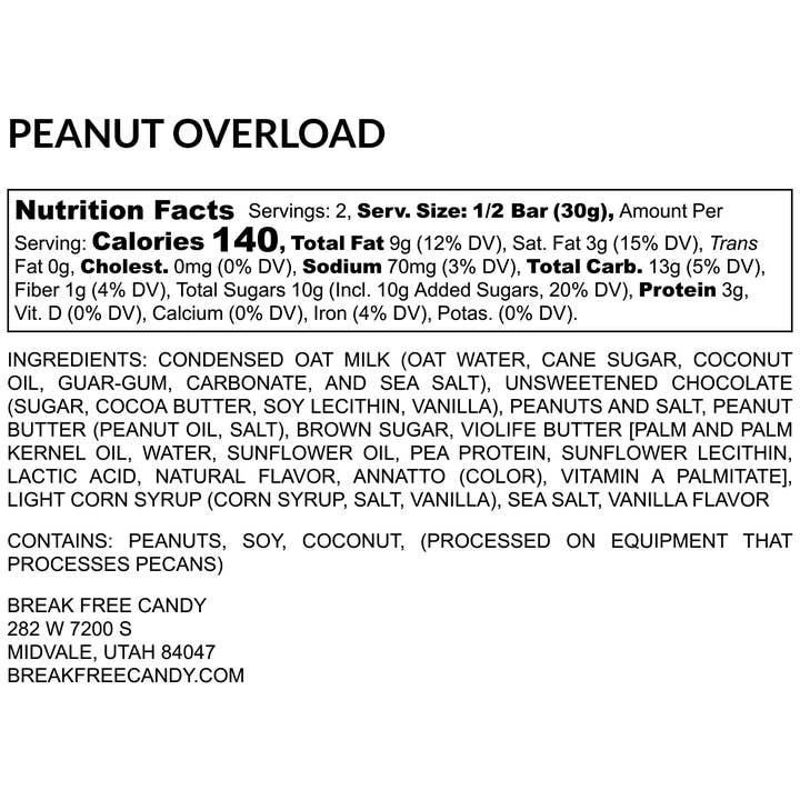 Break Free Candy – Engroshandel Chokoladebar – Vegansk Peanut Overload™ Slikbar (Pakke med 12)5