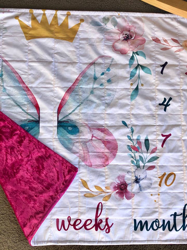 Quilted Milestone Growth Floor Mat (Girls) for wholesale by Made by Gabbee